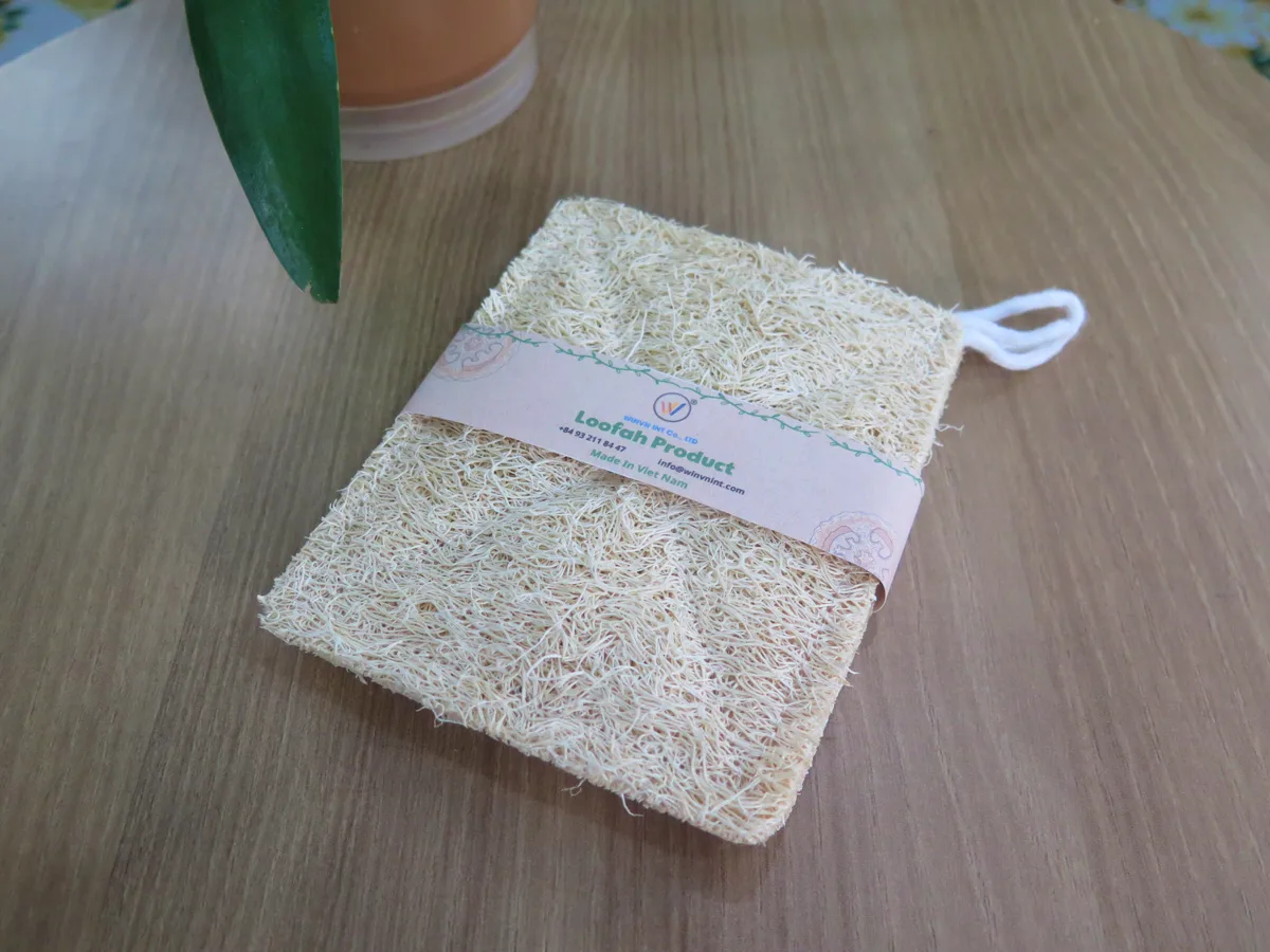Two-sided natural loofah kitchen sponge