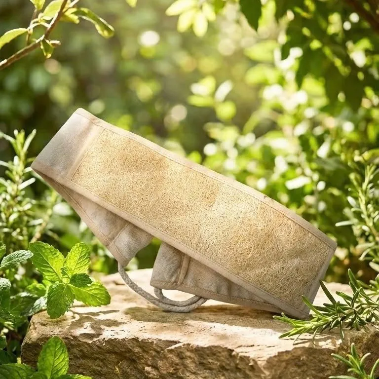 Loofah back scrubber belt