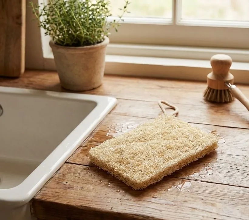 Rectangular loofah dishwashing sponge