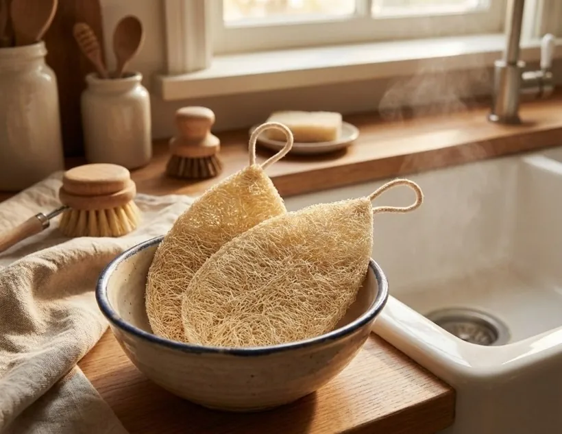 Teardrop loofah dishwashing sponge